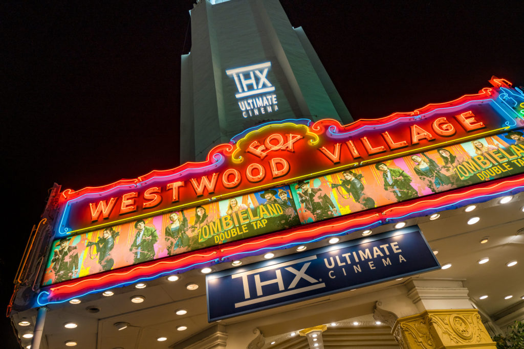 The Regency Westwood Village theater in Los Angeles, California with the THX Ultimate Cinema logo