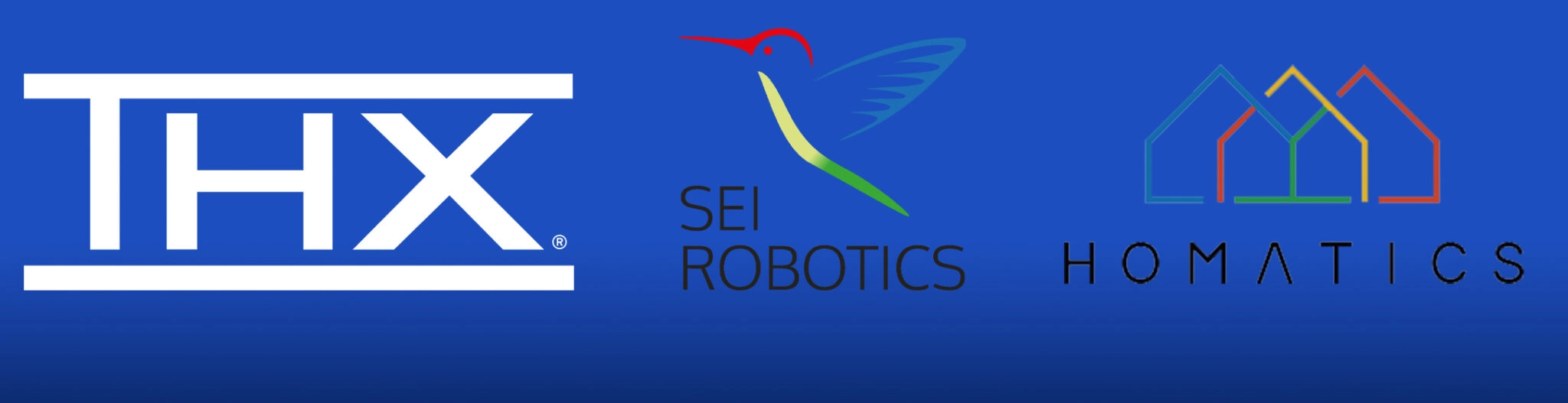 THX Ltd., SEI Robotics, Homatics logos